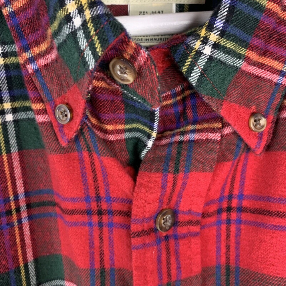 Vtg Eddie Bauer Sz L Flannel Shirt Classic Red Plaid Long Sleeve Button Up Men's - Picture 8 of 11